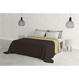 Italian Bed Linen Elegant Trapuntino Estivo, Microfibra, Marrone/Panna, Matrimoniale, 260x270cm