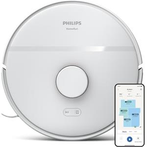 Versuni Philips HomeRun serie 2000: Robot aspirapolvere e lavapavimenti 2-in-1, aspirazione 2700 Pa, autonomia 130 min, navigazione laser, potenziamento tappeti, controllato da app, Bianco artico (XU2000/20)