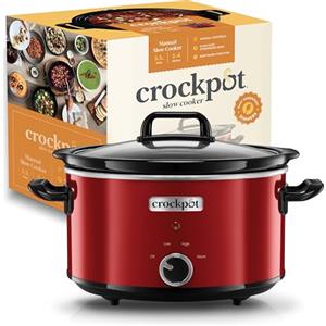 Crock-pot Pentola per Cottura Lenta, Slow Cooker, Capienza 3.5 litri, fino a 4 Persone, 2 Impostazioni Cottura e Funzione Mantenimento in Caldo, 210 W, Ceramica, Rosso