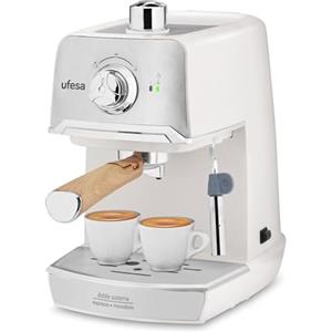 Ufesa CE7238 Cream Macchina Caffè Espresso e Cappuccino, Pressione 20 BAR, 2 modalità: caffè macinato o dose singola, Vaporiera Regolabile, Serbatoio 1.2L, 850W, Funzione Scaldatazze