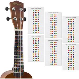 TIGER UKE-6-STICKER, Foglio di Adesivi per Note per Ukulele per Principianti, Marcatori Tastiera, 6 Fogli