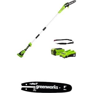 Greenworks Sega ad Asta a Batteria, Lunghezza Barra 8 Pollice (20cm), Batteria 40V 2Ah e Caricabatterie + Greenworks 20cm barra a catena