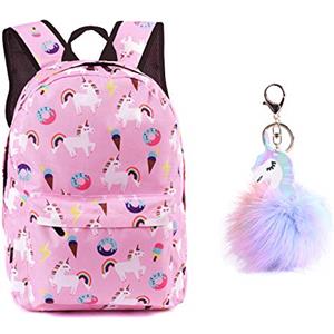 SEDEX Zaino Unicorno Per Ragazze Adolescenti Scuola Zipper Tela Zaino Donna Uomo Zainetto Zaini Scolastici Cartelle Zainetti Astuccio Backpack Viaggio con Portachiavi (Rosa, Portachiavi)