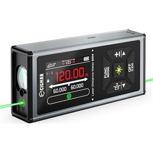 CIGMAN 120M Metro Laser, CIGMAN Misuratore Laser verde Bilaterale, Misura laser multifunzionale, Con Display LCD Retroilluminato a Colori, Sensore Angolare, Modalità Pitagorica, Area e Volume.CD-60G