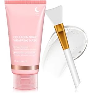 XINSZLIN Collagen Night Wrapping Mask, Maschera Viso Peel Off al Collagene Biologico, per Idratare, Bellezza Skincare Maschera Coreana per Idratare, Levigare e Rassodare la Pelle Durante la Notte