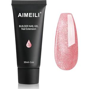 AIMEILI Kit Gel Ricostruzione Unghie, Colorati Builder Nail Gel Set Estension Gel Acrigel per Unghie - Crystal Rosa Bianco Colori Glitter Nail Extension Gel, 1x30ml