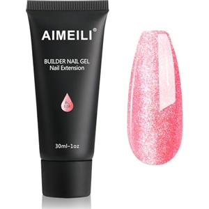 AIMEILI Kit Gel Ricostruzione Unghie, Acrilico per Unghie Colorati Builder Nail Gel Set Estension Gel Acrigel per Unghie Passione Unghie - Glitter Rosa, 1x30ml