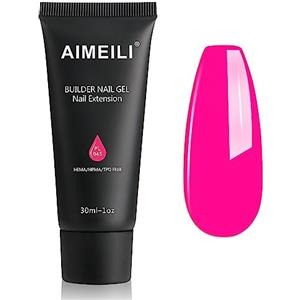 AIMEILI Kit Gel Ricostruzione Unghie, Acrilico per Unghie Colorati Builder Nail Gel Set Estension Gel Acrigel per Unghie Passione Unghie - Rosa Neon (045), 1x30ML