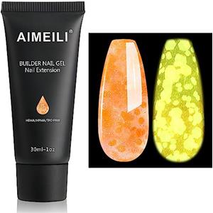 AIMEILI Kit Gel Ricostruzione Unghie, Colorati Builder Nail Gel Estension Gel Set Acrigel per Unghie - Arancione Luminosi Unghie Extension Gel Glow in Dark, 1x30ml