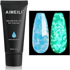 AIMEILI Gel Ricostruzione Unghie Glow in Dark, Colorati Builder Nail Gel Blu Luminosi Unghie Estension Gel Acrigel per Unghie Passione Unghie, 30ML