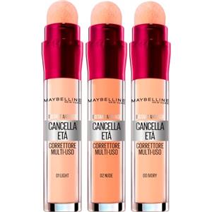 Maybelline 3x Maybelline New Tork Correttore Liquido il Cancella Età Colori 00 Ivory, 02 Nude e 01 Light con Bacche di Goji e Haloxyl