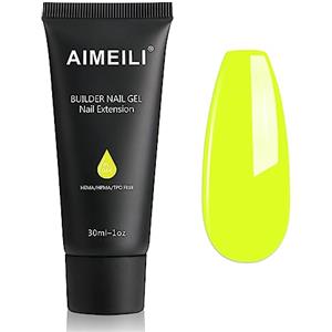 AIMEILI Kit Gel Ricostruzione Unghie, Acrilico per Unghie Colorati Builder Nail Gel Set Estension Gel Acrigel per Unghie Passione Unghie - Neon Yellow (044), 1x30ML