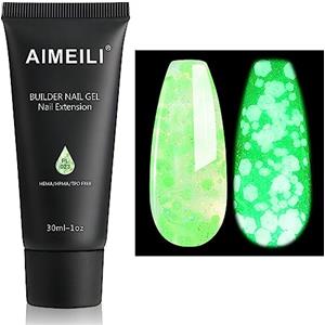 AIMEILI Kit Gel Ricostruzione Unghie, Colorati Builder Nail Gel Estension Gel Set Acrigel per Unghie - Fluorescent Green Luminosi Unghie Extension Gel Glow in Dark, 1x30ml