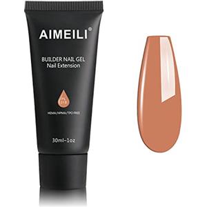 AIMEILI Kit Gel Ricostruzione Unghie, Acrilico per Unghie Colorati Builder Nail Gel Set Estension Gel Acrigel per Unghie Passione Unghie - Marrone Chiaro (018), 1x30ML