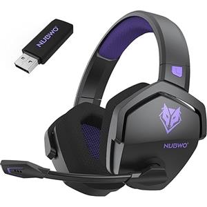 NUBWO G06 Cuffie Gaming Wireless per PC/Ps5/Ps4/NS/Mobile, 2,4GHz Wireless+5.3 Bluetooth,Cuffie Wireless con Microfono 7.1 Qualità Audio Senza Perdita di Bassa Latenza, Durata di Oltre 100+ Ore -Viola