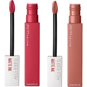 Maybelline New York SuperStay Matte Ink Tinta Labbra Colore 65 Seductress + SuperStay Matte Ink Tinta Labbra Colore 80 Ruler - 2 Rossetti con Applicatore a Punta