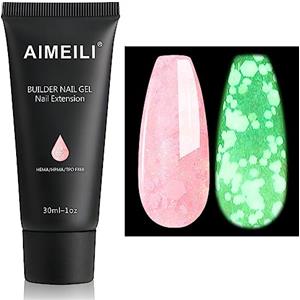 AIMEILI Gel Ricostruzione Unghie Glow in Dark Colorati Builder Nail Gel Nail Estension Gel Acrigel per Unghie - Rosa Luminosi Unghie Extension Gel, 30ML