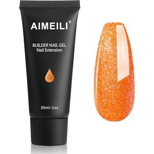 AIMEILI Kit Gel Ricostruzione Unghie, Acrilico per Unghie Colorati Builder Nail Gel Set Estension Gel Acrigel per Unghie Passione Unghie - Arancione Brillante, 1x30ml