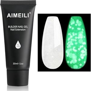 AIMEILI Kit Gel Ricostruzione Unghie, Colorati Builder Nail Gel Estension Gel Set Acrigel per Unghie - Trasparente Cancella Luminosi Unghie Extension Gel Glow in Dark, 1x30ml