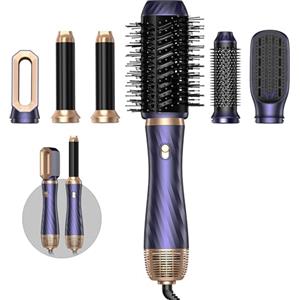 Atopskins Multifunzione Air Styler 6 In 1-1000W Spazzola Phon Set, Hair Dryer, Spazzola Asciugacapelli con Spazzola Lisciante, Spazzola Arricciacapelli, Spazzola Lisciante Per Capelli, Spazzola Phon