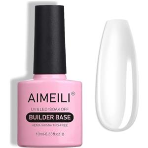 AIMEILI 7 in 1 Mulfunzionale Clear Builder Base Gel Unghie Smalto Semipermente in Gel UV LED Finte Fingers Quick Gel Ricostruzione Unghie, 10ML