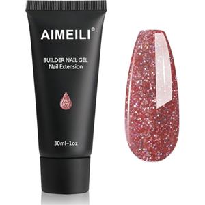 AIMEILI Kit Gel Ricostruzione Unghie, Colorati Builder Nail Gel Set Estension Gel Acrigel per Unghie - Crystal Rosa Bianco Colori Glitter Nail Extension Gel, 1x30ml