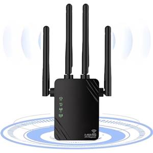 AILKIN 1200Mbps Ripetitore WiFi, Porta Ethernet, Internet Booster, 2.4/5GHz Dual Band Amplificatore Wi-Fi Range Extender, Funziona con qualsiasi router Wi-Fi, Migliorare il segnale wireless domestico