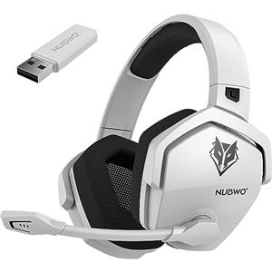 NUBWO G06 Cuffie Gaming Wireless per PC/Ps5/Ps4/NS/Mobile, 2,4GHz Wireless+5.3 Bluetooth,Cuffie Wireless con Microfono 7.1 Qualità Audio Senza Perdita di Bassa Latenza,Durata di Oltre 100+ Ore -Bianco