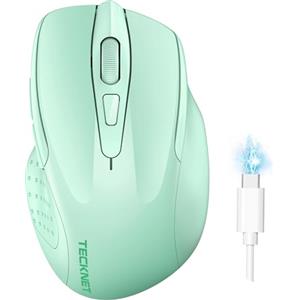 TECKNET Mouse Bluetooth Ricaricabile, Multi-dispositivo Mouse Wireless Silenzioso (Tri-Mode: BT 5.0/3.0 + 2.4G), 4800 DPI Mouse Ergonomico Portatile per Laptops, Mac OS, Android, Windows