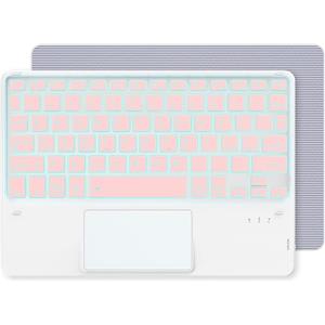 CACOE Tastiera Bluetooth Wireless Ultra Sottile con Multi Touch Integrato Touch Pad con Android IOS e Windows, 7 Colori Retroilluminate, Tastiera Wireless, Layout Italiano, Oro Rosa