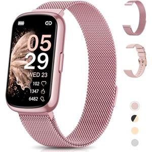 RUXINGX Smartwatch Donna, Orologio Contapassi con 24 Sport, IP68, 24H Cardiofrequenzimetro, SpO2, Ciclo Mestruale, Sonno, Orologio Fitness Activity Tracker Notifiche, Smartband per Android iOS Rosa