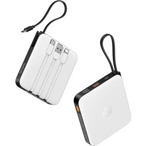 VRURC Power bank Ricarica Rapida, PowerBank da 10000 mAh con Cavo Integrato, Batteria USB C da 22,5 W per iPhone 15 14 13 Galaxy S23 S22 Google Android, Bianco