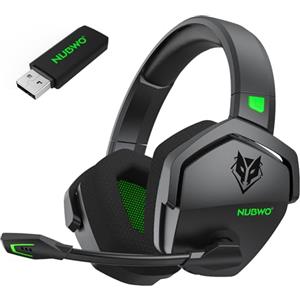 NUBWO G06 Cuffie Gaming Wireless per PC/Ps5/Ps4/NS/Mobile, 2,4GHz Wireless+5.3 Bluetooth, Cuffie Wireless con Microfono 7.1 Qualità Audio Senza Perdita di Bassa Latenza,Durata di Oltre 100+ Ore -Verde