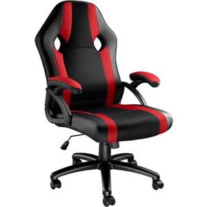 TecTake® Sedia da Ufficio Ergonomica, Poltrona Gaming con Altezza Regolabile, Struttura Robusta, Rotazione a 360 Gradi, Meccanismo Basculante, 5 Rotelle Doppie - Nero/Rosso