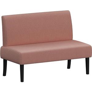 Yaheetech Divano a 2 Posti Moderno Divanetto da Salotto Senza Braccioli Sedia a Coste con Gambe in Legno per Soggiorno Ufficio 109,5 × 62 × 84,5 cm Rosa