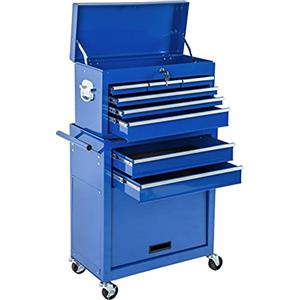 TecTake® Carrello Portautensili, Carrello, Porta Attrezzi Officina con Ruote, Bauletto Estraibile Impilabile e Mobile, Carrello porta attrezzi, Carrello con Ruote Portatutto - Blu