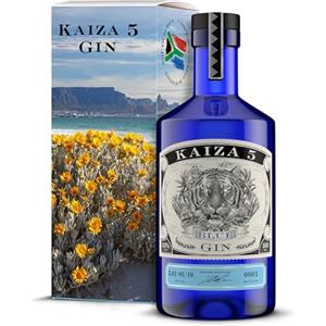 KAIZA 5 BLUE GIN - 0,5 l - 43% | Gin dall'Africa del Sud/Città del Capo | Floreale, fruttato, fresco | Sambuco, Mirtillo e Frutto del Drago