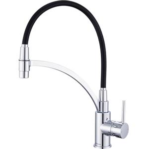Kelleria Rubinetto Cucina Moderno con Beccuccio Flessibile Due Modalità, Rubinetto Cucina Nero ad Alta Pressione Girevole 360°, Rubinetto per Lavello Cucina con Silicone Alimentare, Miscelatore Cucina