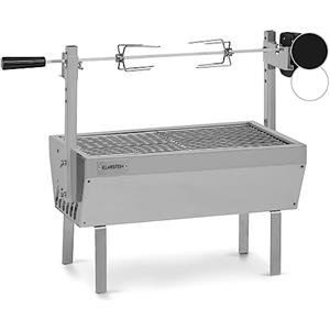 Klarstein 2-in-1 Kit Arrosto e Barbecue Elettrico Portatile, Barbecue Grill con Ruote da Trasporto, Barbecue con Griglia in Acciaio Inossidabile da Giardino, Barbecue da Terrazzo, Campeggio, Balcone