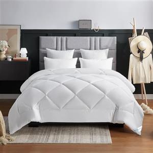 WAVVE Piumone Letto Matrimoniale 450 gr/mq Invernale 135x200 cm - Piumino Caldissimo 200x135 cm, Trapunta 135 x 200 cm in Microfibra Sintetica, Bianco