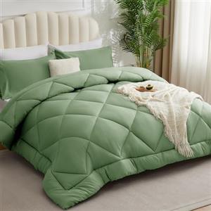 WAVVE Piumino Letto Matrimoniale Quattro 4 Stagioni 260x240 cm - Piumone 240x260 Invernale Autunnale - Trapunta 260 x 240 in Microfibra Sintetica, Verde