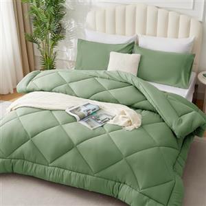 WAVVE Piumino Letto Matrimoniale 4 Stagioni 220x240 - Piumone Autunnale Invernale 220 x 240 cm - Coperta Trapunta 240x220 di Microfibra Sintetico, Verde