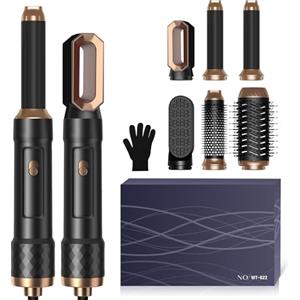 Atopskins Multifunzione Spazzola Phon, 6 in 1 Spazzola Asciugacapelli 1000W Air Styler Set Con Asciugacapelli, Spazzola Rotonda, Arricciacapelli Aria, Spazzola Lisciante per Capelli,Regalo per Donna,Nero