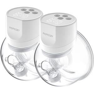 Momcozy Tiralatte a Mani Libere S12 Pro, Tiralatte Indossabile e Portatile con Comoda Flangia a Doppia Tenuta, 3 Modalità | 9 Livelli, Display Intelligente, 24mm, (2, Bianco)