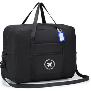 BAGZY Bagaglio a Mano 45x36x20 Borsone da Viaggio 40L Grande Pieghevole Leggero Borsa Palestra Valigia Cavalcabile Trolley Impermeabile a Tracolla Sportiva per Weekend (Nero)