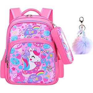 SEDEX Zaino Scuola Elementare Bimbo Unisex Ragazze Dinosauro Zainetto Scolastico In Tela Borsa Viaggio Grande Capacità Satchel per Scuola Sport All'aperto Viaggi con Astuccio(Unicorno)