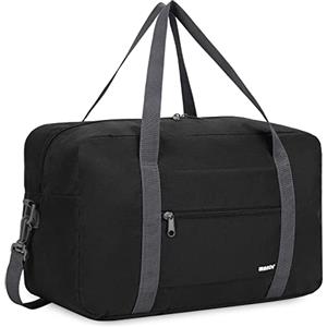 WANDF Borsa da bagaglio a mano per borsa da viaggio aereo piccolo bagaglio a mano pieghevole Ryanair 40x20x25cm borsa sportiva borsa da ospedale borsa da weekend da WANDF (Nero 20L con tracolla)