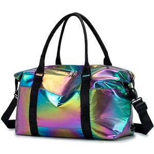 KSIBNW Borsone da Viaggio Sportivo Donna, Bagaglio a Mano Borsone Palestra Grande 25L Impermeabile Borsa da Weekend Pieghevole Borsa da Leggero Travel Bag Donna per Campeggio Bagagli Vacanza, Nero