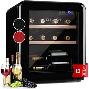 Klarstein Cantinetta Vino, Cantinetta Vino Refrigerata a Zona Singola per Interno/Esterni, Frigo Bar, Cantina Vino con Vetrina, Mini Bar con Protezione UV, Frigo Vino Touch, 4-22°C, 15 Bottiglie