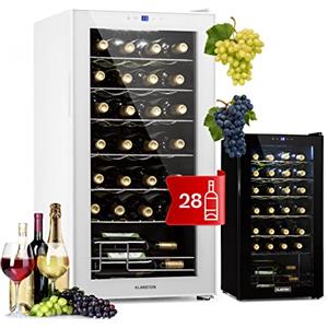 KLARSTEIN Cantinetta Vino Design, Cantinetta Vino Refrigerata a Zona Singola per Vino Rosso, Bianco e Birra, Controlli Touch, Frigo Vino Cantinetta per Esterno/Interno, 5-18°C, 74L, 28 Bottiglie